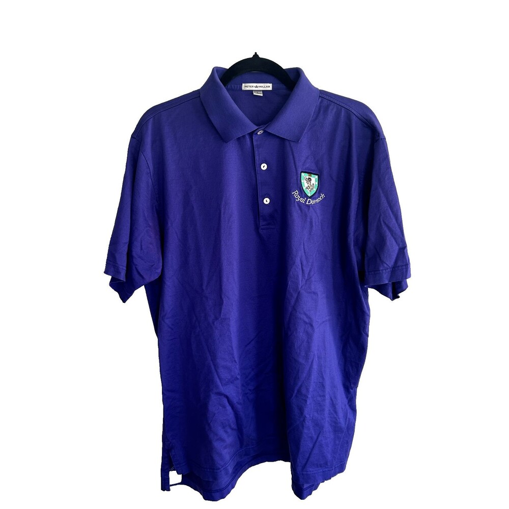 Peter Millar Purple Polo Shirt  Large Blue Royal Dornoch Golf